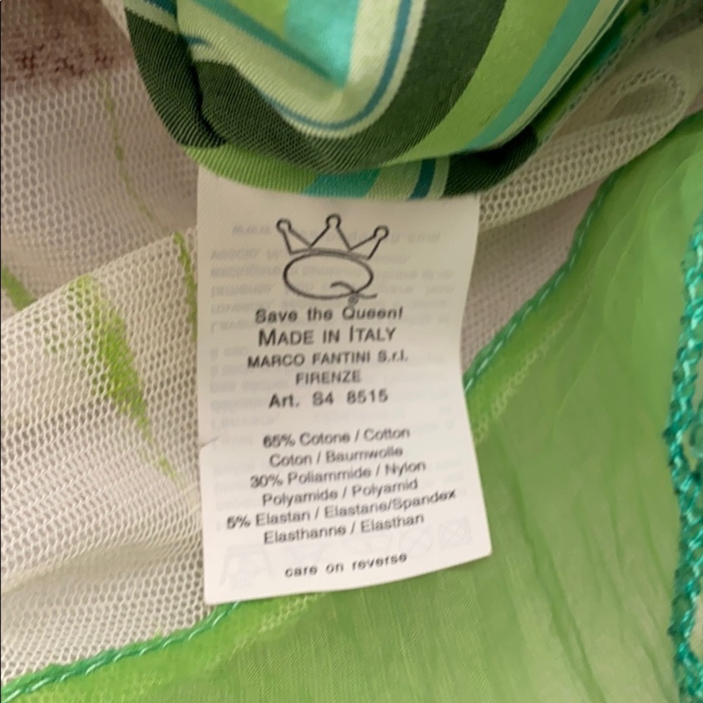 Save the Queen green multicolor stripe snap shirt S - Picture 10 of 14